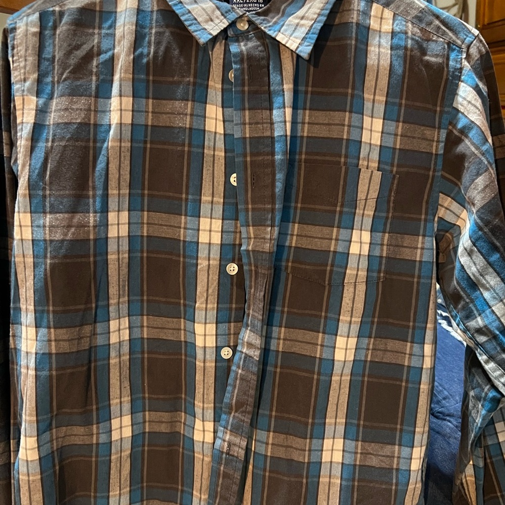 Wrangler Boys  Plaid Shirt - Blue and Brown